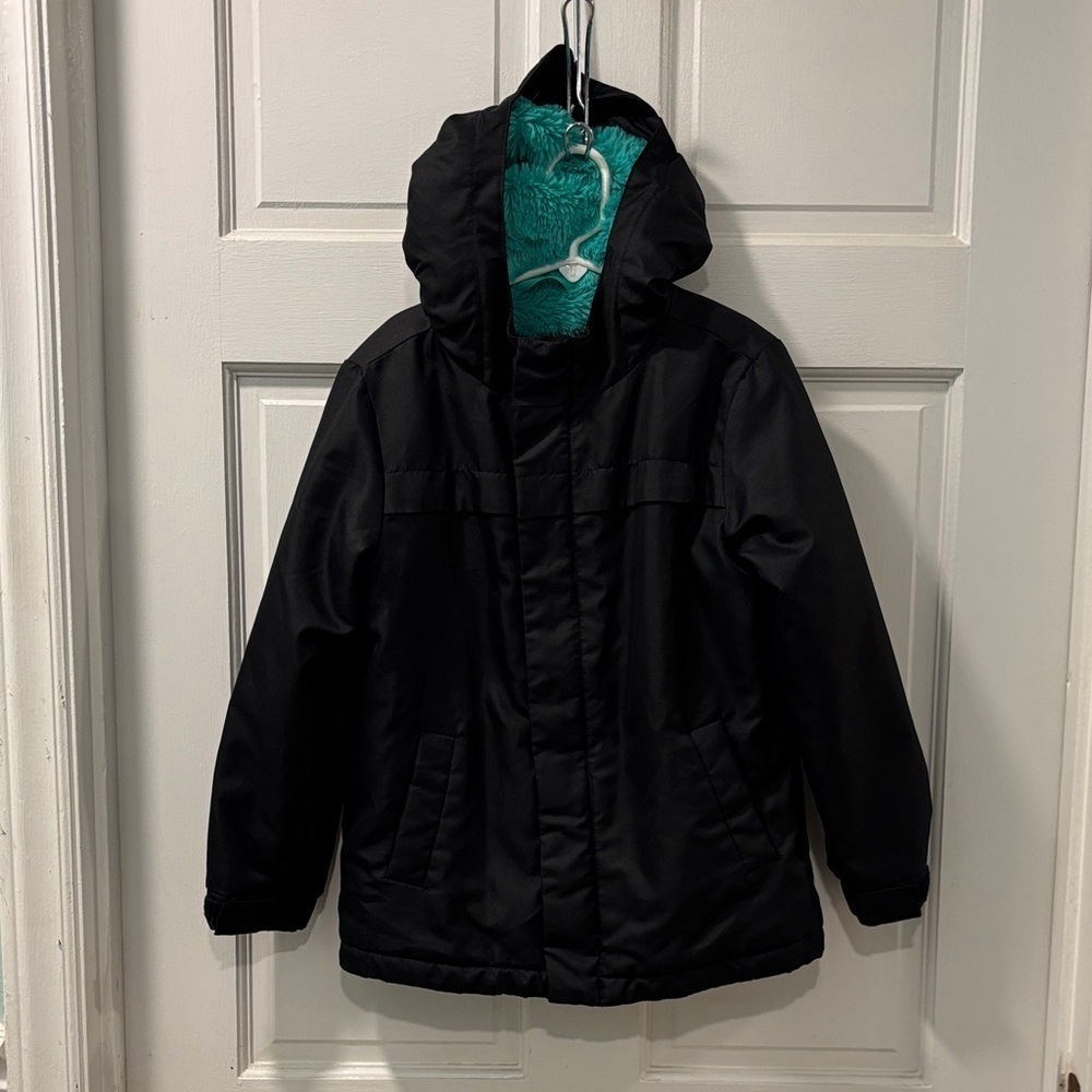 Cat & Jack Waterproof Fleece Lined Kids Jacket Black and Teal Size 6/6x Unisex